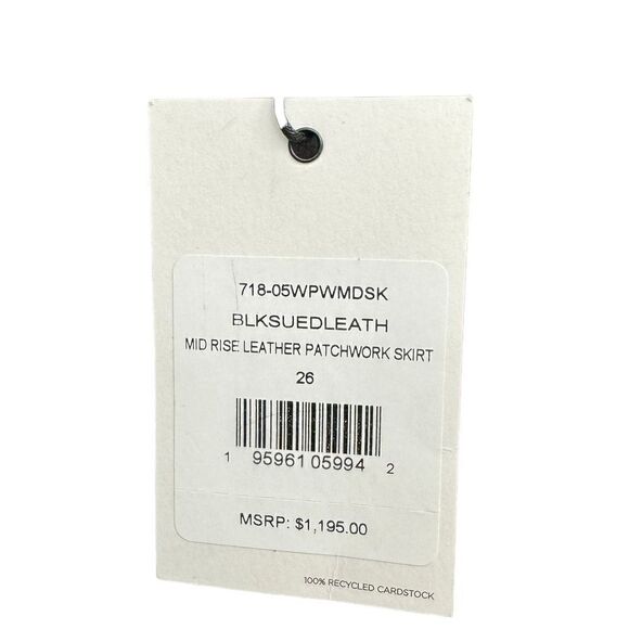 Re/Done Mid Rise Leather Patchwork Skirt Size 26 Black - Picture 5 of 6